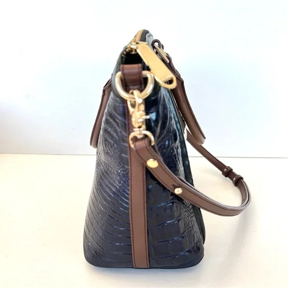 BRAHMIN Vivian Dome Tricolor Structure Croc Leather Luxury Shoulder Tote Satchel - Picture 4 of 16